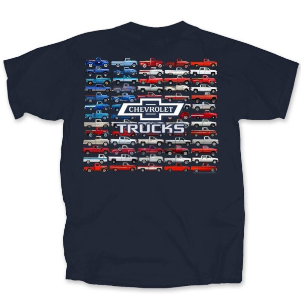 Chevy Pickup Trucks American USA Flag Navy Blue T-Shirt