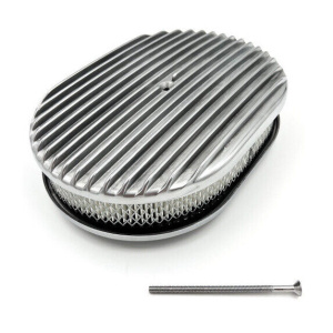 12" Oval Fully Polished Aluminum Finned Air Cleaner For 5-1/8” Carb Holley