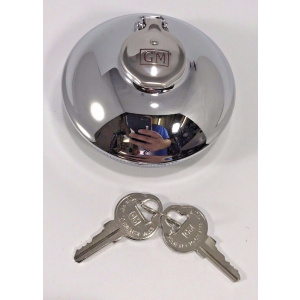 GM Licensed Embossed Car Truck Chrome Metal Locking Gas Cap W Keys 1938-1971 - GoodSpeedUSA