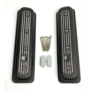 Center Bolt Valve Covers For SBC 305 5.0L & 350 5.7L - Black Ball Milled - GoodSpeedUSA