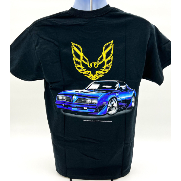1977 Pontiac Trans Am T-Shirt - Black w/ Firebird Logo Emblem - Licensed