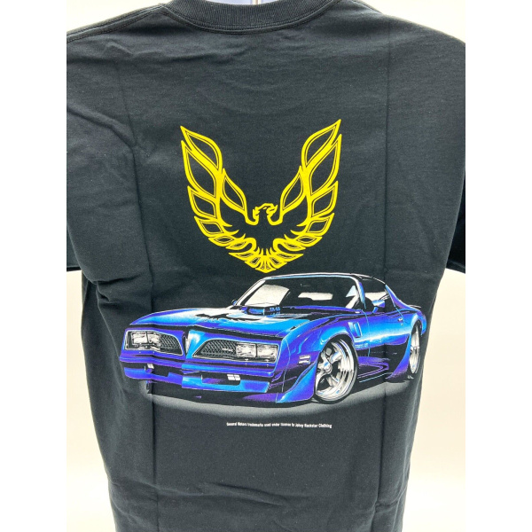 1977 Pontiac Trans Am T-Shirt - Black w/ Firebird Logo Emblem - Licensed