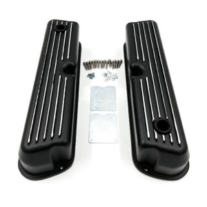 Black Tall Finned Aluminum Valve Covers For 1962-1985 SBF 289, 302, 5.0 & 351W - GoodSpeedUSA