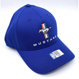 Hat / Cap w/ Ford Mustang Pony Grille Emblem – Blue w/ White Stitching