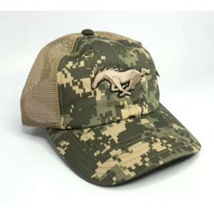 Hat / Cap Trucker w/ Ford Mustang Pony Grille Emblem – Green Digital Camo