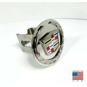 Chrome Cadillac Emblem Tow Hitch Cover (Stainless Steel 2″ Plug)
