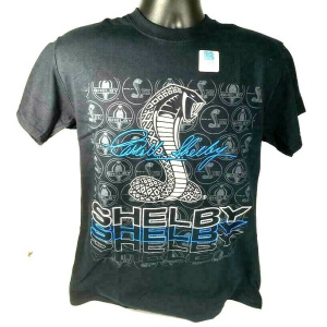 Shelby Cobra Black T-Shirt – Snake Emblem & Three Color Shelby Script