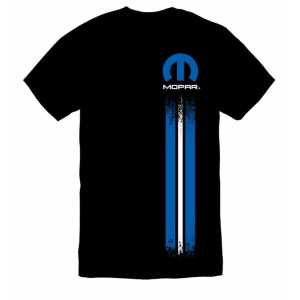 Mopar “M” Black T-Shirt w/ Blue & White Left Stripe