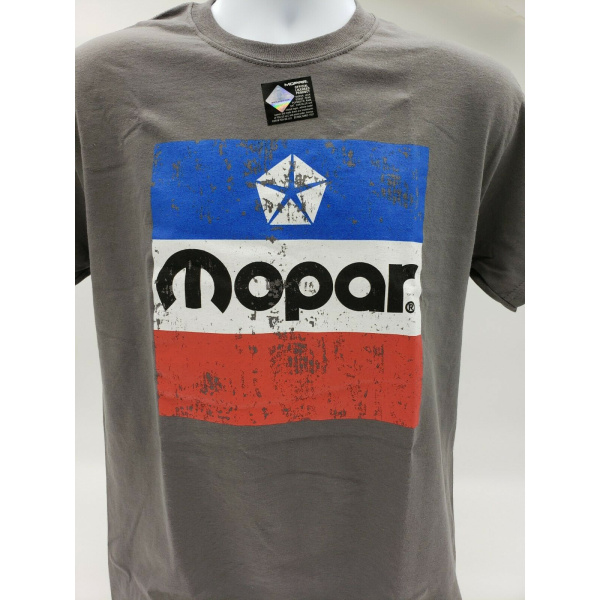 Red White & Blue 1972 Mopar Emblem on Gray T-Shirt - Image 3