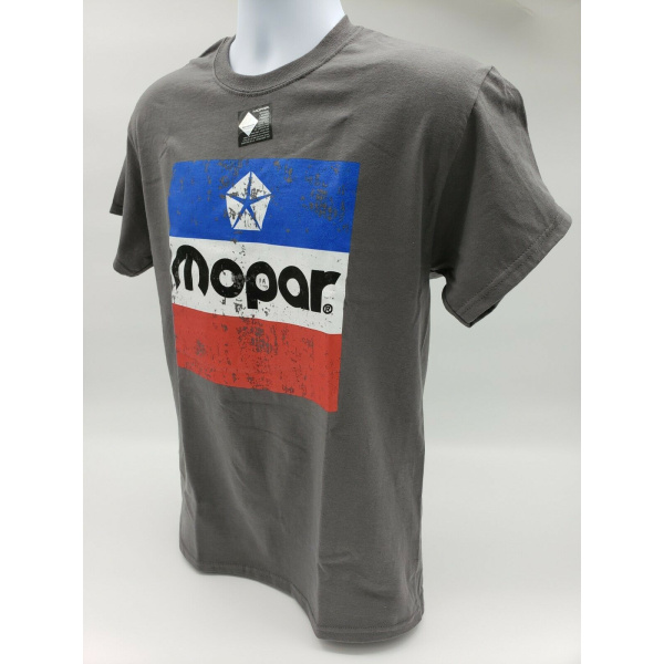 Red White & Blue 1972 Mopar Emblem on Gray T-Shirt - Image 4