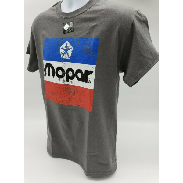 Red White & Blue 1972 Mopar Emblem on Gray T-Shirt - Image 5