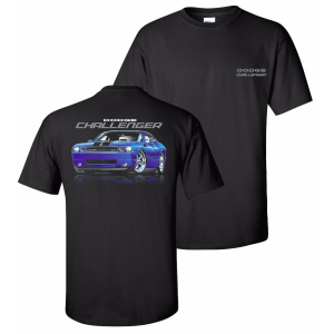 Blue Dodge Challenger SRT Hemi on Black T-Shirt