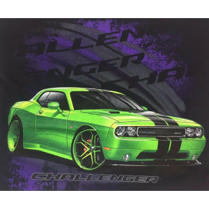 Lime Green Dodge Challenger SRT on Black T-Shirt