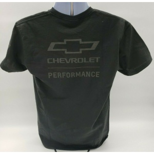 Chevrolet Performance Script on Black T-Shirt w/ Gray Bowtie Emblem