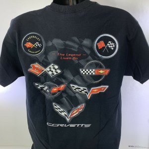 Chevy Corvette The Legend Lives On T-Shirt w/ C1-C7 Emblems