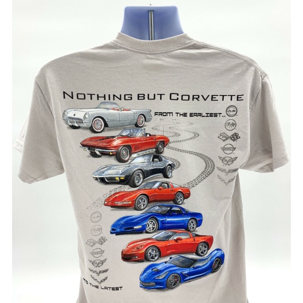 Chevy Corvette Generations Light Gray T-Shirt - "Nothing But Corvette" - Image 4
