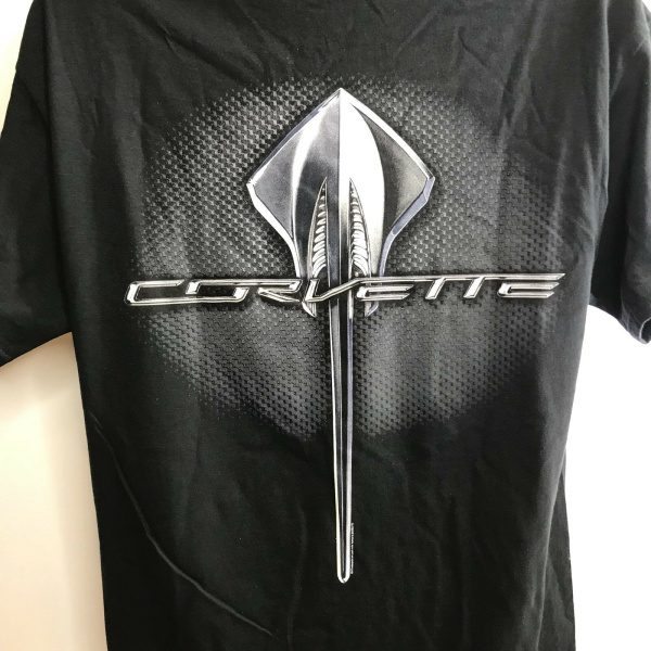 Chevrolet Corvette C7 Stingray Logo on Black T-Shirt - Image 2