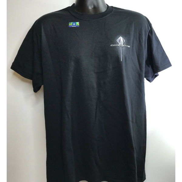 Chevrolet Corvette C7 Stingray Logo on Black T-Shirt - Image 3