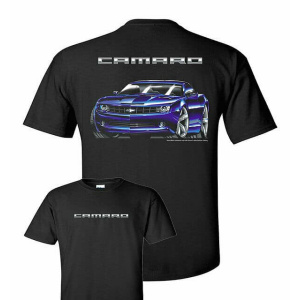 Blue Chevrolet Camaro Concept on Black T-Shirt