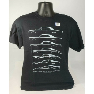 Pontiac T-Shirt – Black w/ Gray Pontiac GTO Models Evolution (Licensed)
