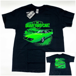 Graveyard Carz Black T-Shirt – Green Plymouth Superbird Restored