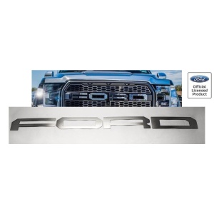2017-2018 Ford Raptor Grille Letter Overlays - Brushed Stainless Steel