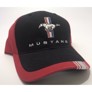 Ford Mustang Hat - Red / Black with Tri Bar Logo