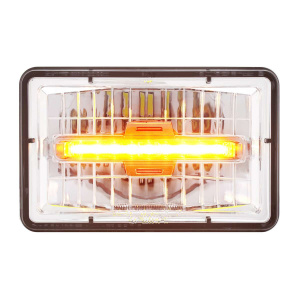 4" X 6" Rectangular LED Headlight With Amber Auxiliary Light - Low Beam
