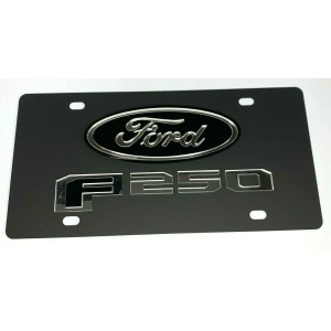 Ford F-250 Vanity License Plate - Black w/ Chrome Script