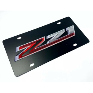 Black Chevy Silverado Z71 Emblem License Plate - 3D Gloss Logo
