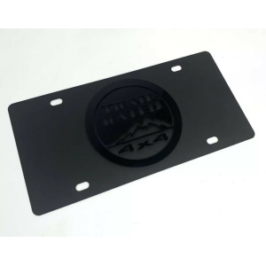 Jeep Trail Rated 4x4 License Plate - Black w/ 3D Gloss Black Emblem