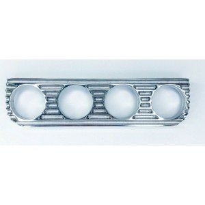 Finned Under Dash Quadruple Gauge Panel - Polished Cast Aluminum