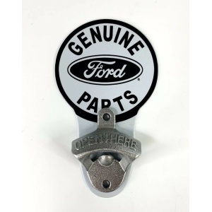 Vintage Style Ford Oval Emblem Genuine Parts Wall Mount Metal Bottle Opener Sign