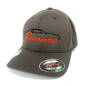 1st Generation Chevy Camaro Hat / Cap - Gray w/ Black Silhouette & Script Emblem