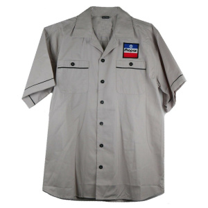 Mechanic Style Button Up Shirt W/ Mopar Red, White & Blue Logo / Emblem