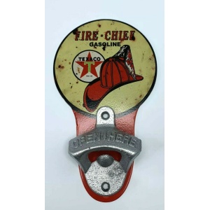 Vintage Style Texaco Fire Chief Wall Mount Metal Bottle Opener Sign