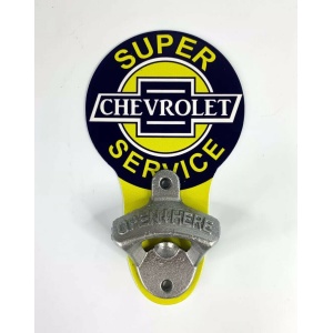 Vintage Style Chevrolet Super Service Chevy Wall Mount Metal Bottle Opener Sign