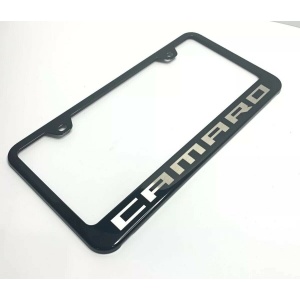Chevy Camaro License Plate Frame - Black w/ Silver Logo