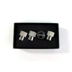 Jeep Valve Stem Caps - Knurled Chrome w/ Black