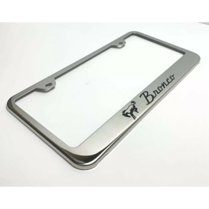 Ford Bronco License Plate Frame - Chrome w/ Black Logo