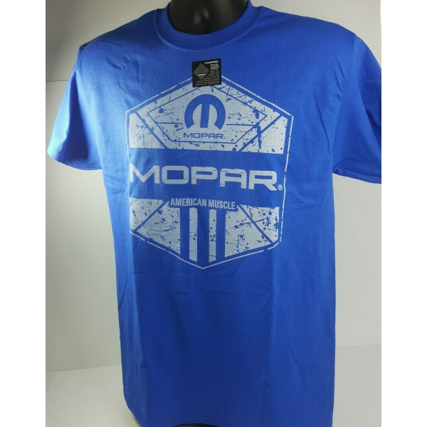 Blue T-Shirt - Mopar American Muscle w/ Blue M Logo / Emblem (Licensed)