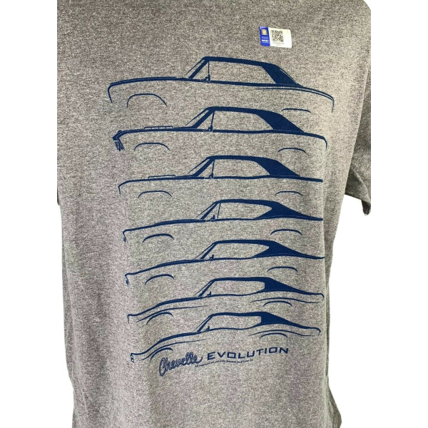 Chevrolet Chevelle Evolution T-Shirt - Gray w/ Blue Generation Body Styles
