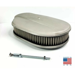 12" Oval Fading Finned Air Cleaner - Unpolished For Ford Chevy Dodge ("The Comet")