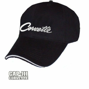 Corvette Hat - Black with 1963-1966 Liquid Metal Script
