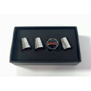 GMC Valve Stem Caps - Tapered Chrome w/ Black