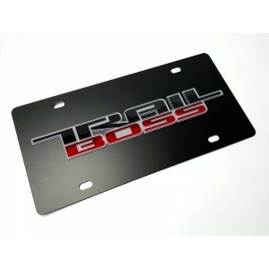 Black Chevy Silverado Trail Boss Emblem License Plate - 3D Gloss Logo