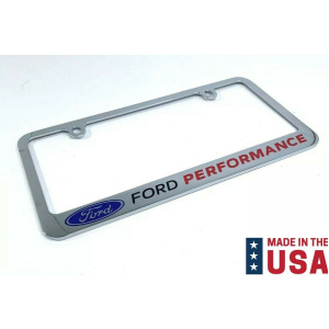 Ford Performance Premium Chrome License Plate Frame w/ Blue Oval Emblem