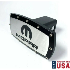 2" Mopar "M" Logo Hitch Cover - Black Inlay w/ Allen Bolt Outline