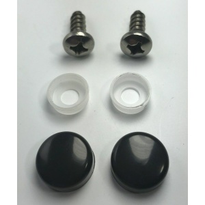 (2) License Plate Screws & Black Caps / Covers