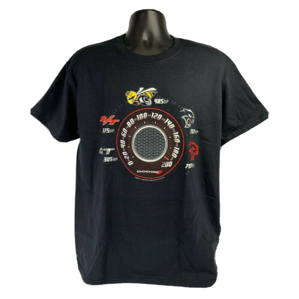 Black T-Shirt w/ Speedometer Dodge Challenger & Charger Trim Levels